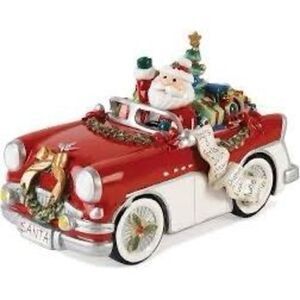 Fitz & Floyd Christmas Merry & Bright Musical Car Plays Here Comes Santa Claus